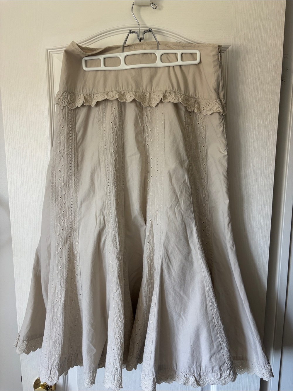 Lace-Trim A-Line Maxi Skirt